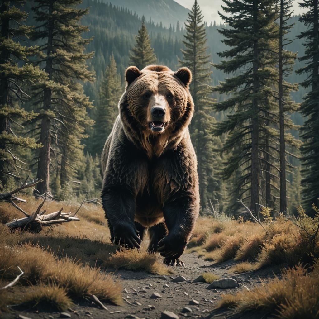 Tactical Grizzly Bear in Cinematic Style