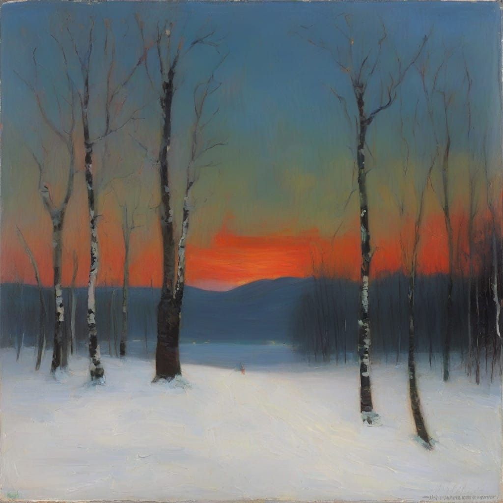 Winter Birches under Starry Skies