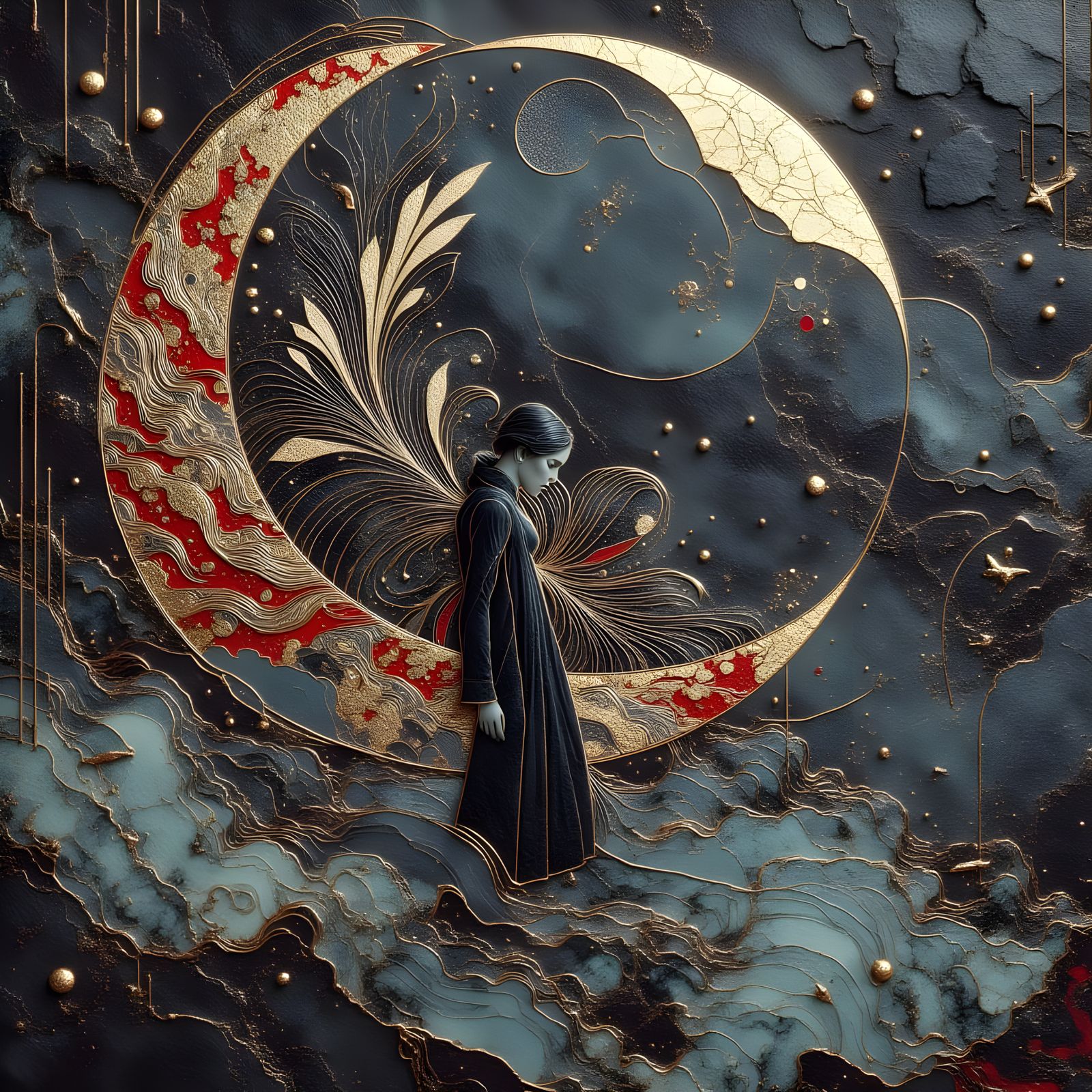 Glitch Surreal Image with Cloisonne Details