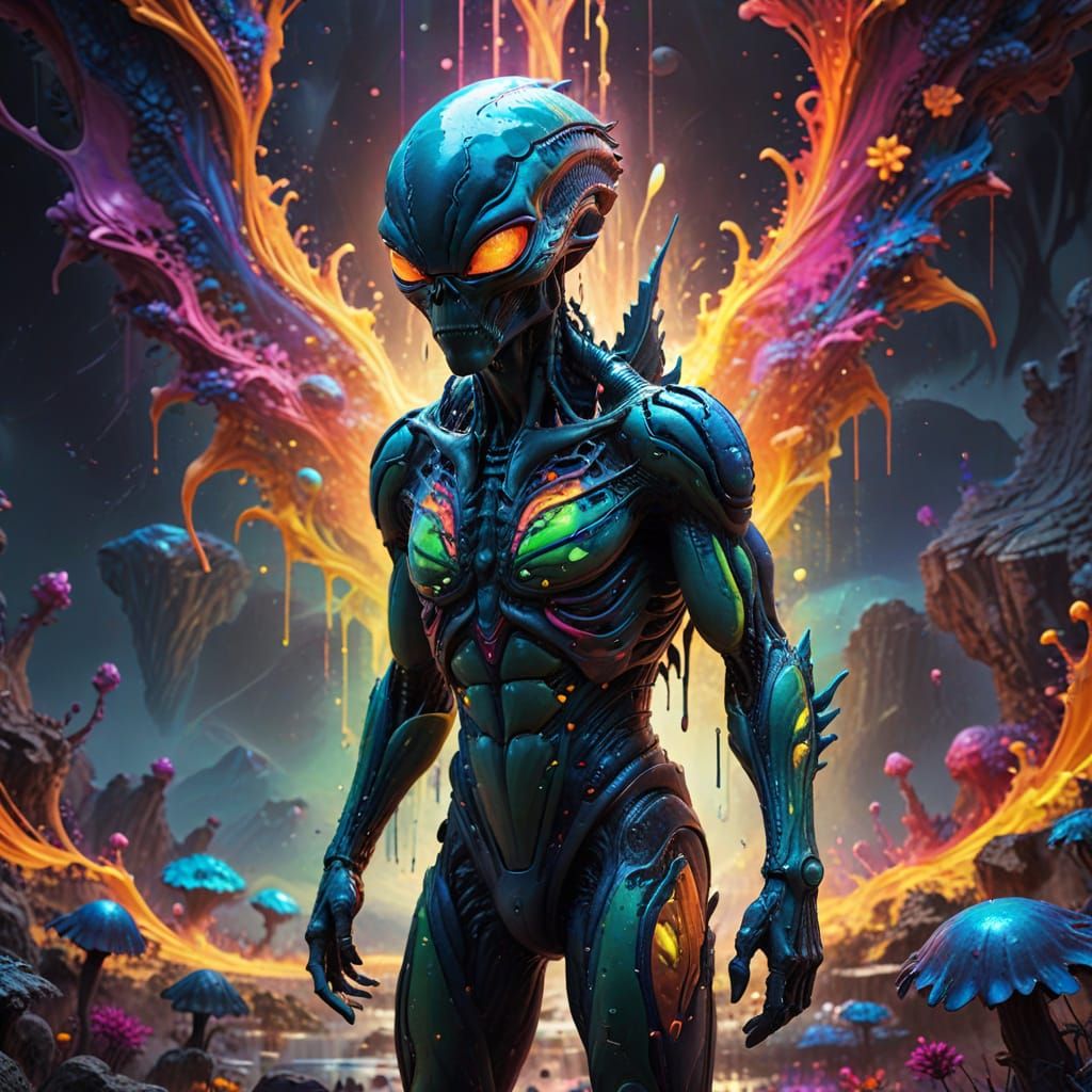 Alien Concept Art in Vivid Digital Style