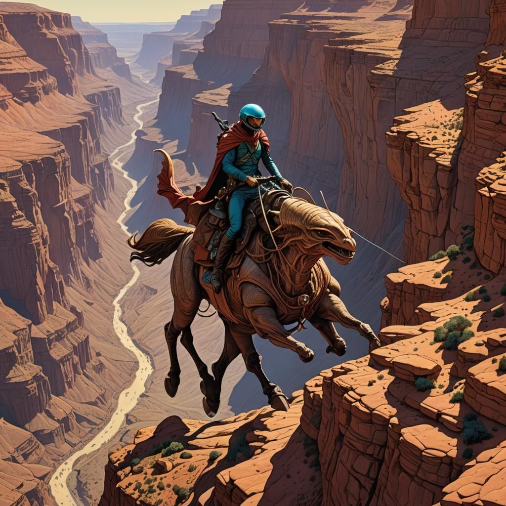 Alien Hero on Mount: Western Sci-Fi Comic