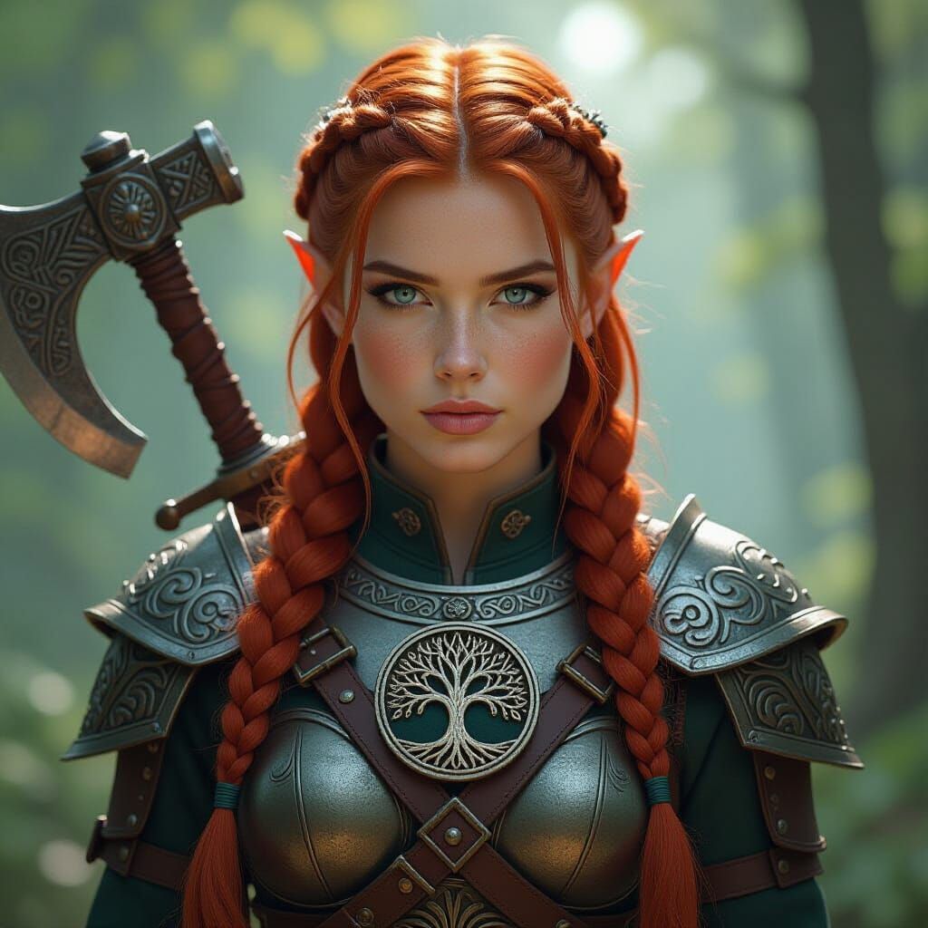 Fierce Halfling Warrior Woman with Axe