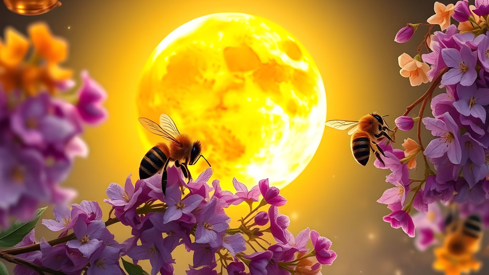 Honeycomb Moon in Mythical Wonderland Watercolor