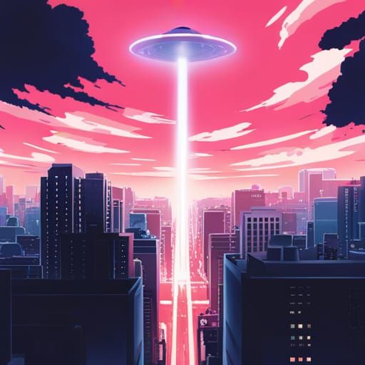 Boy Witnesses UFO in Anime Style