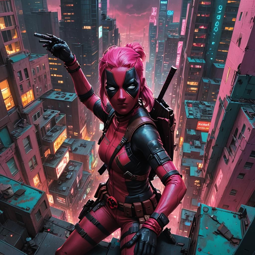 Girl Deadpool Breaks the Fourth Wall in Neon City