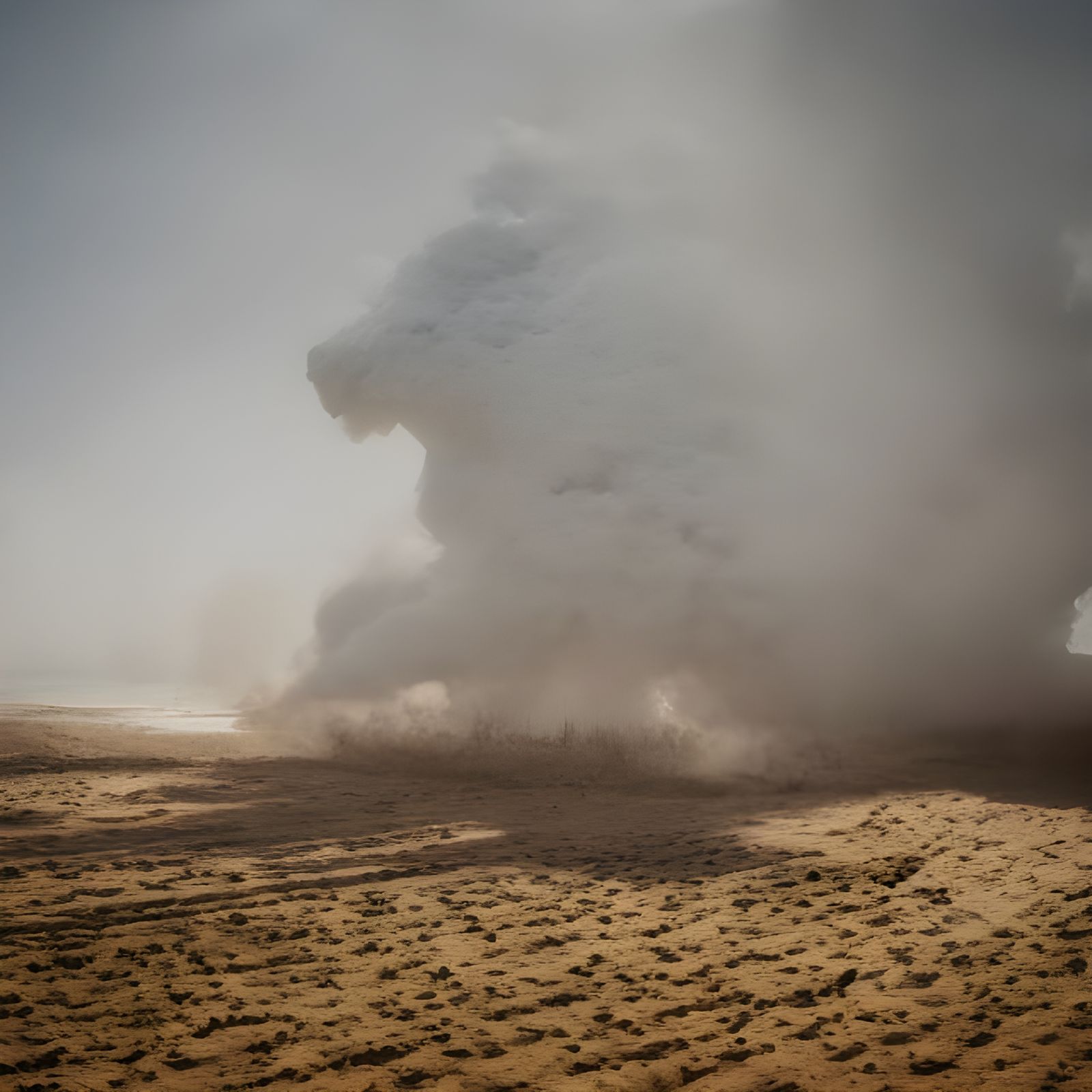 Surreal Cityscape with Bizarre Creatures in Ethereal Light