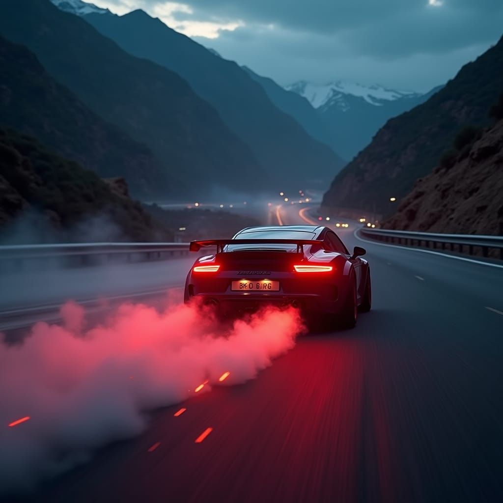 High-Octane Drift Scene in Neon-Lit Night