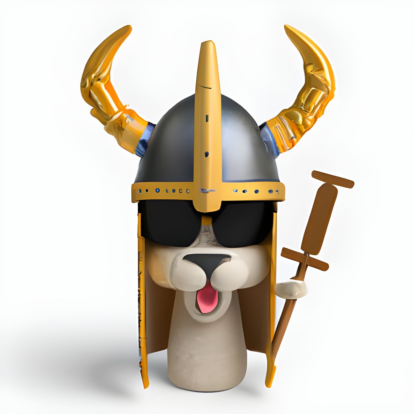 3D Llama with Viking Helmet Emoji
