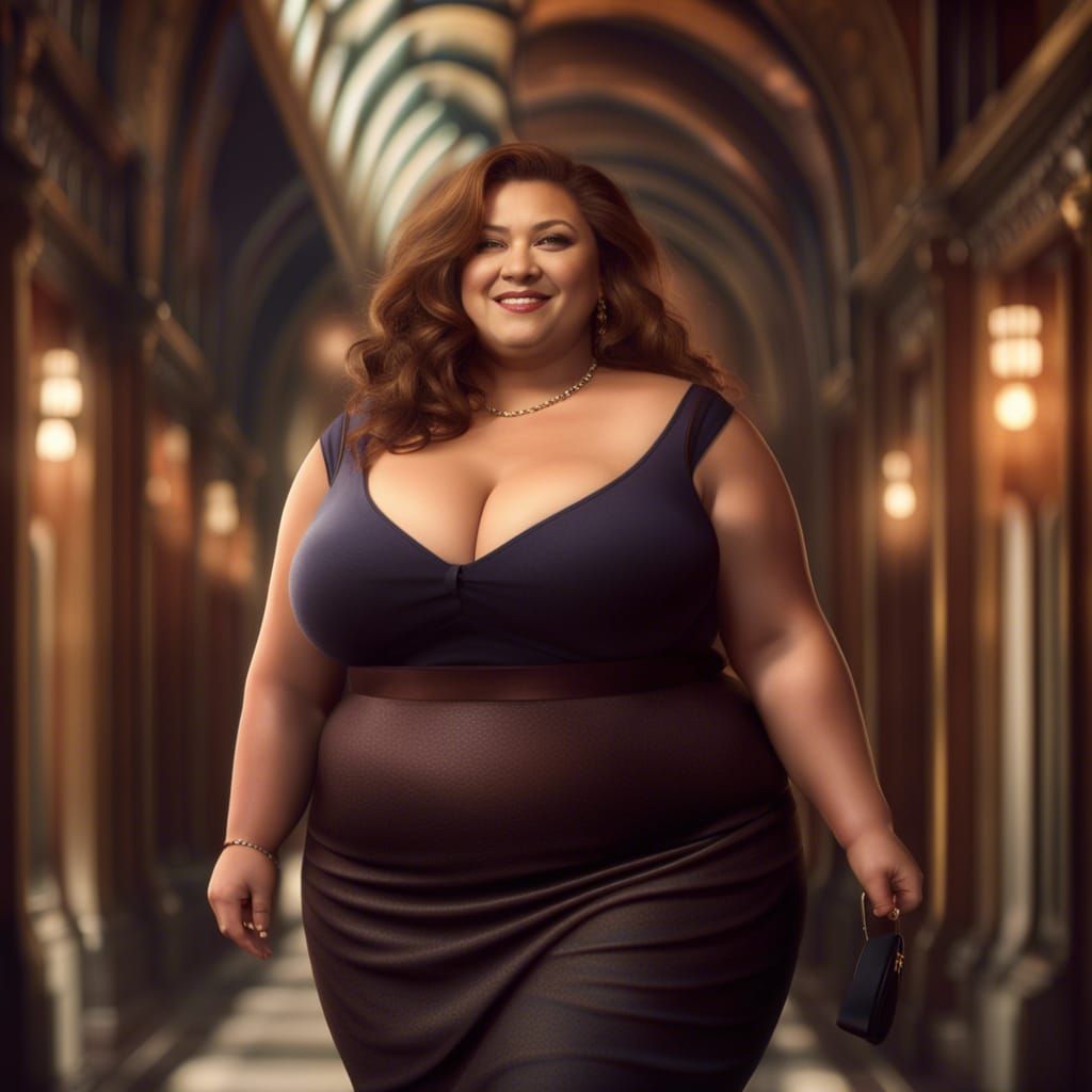 Curvy Woman in Pencil Skirt, Digital Art