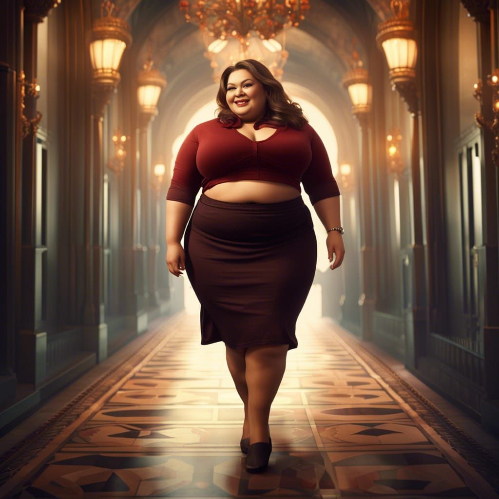 Curvy Woman in Pencil Skirt: Fantasy Art