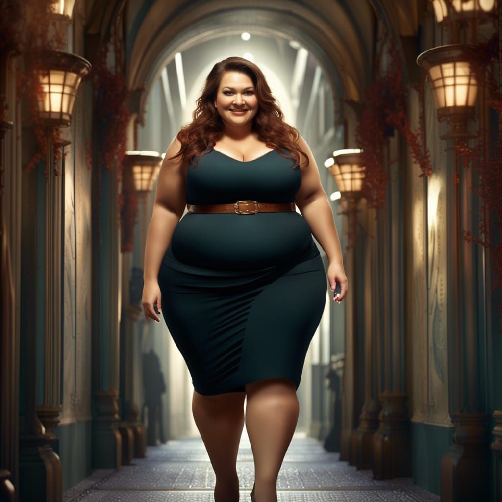 Curvy Woman in Pencil Skirt, Digital Art