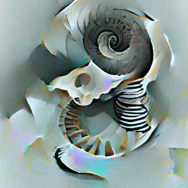 Black and White Memento Mori Spiral Design