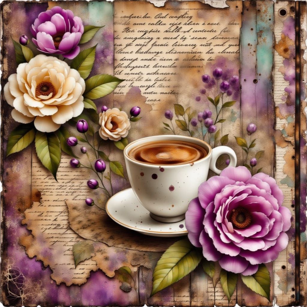 Artistic Coffee Image with Scrapbook Elements