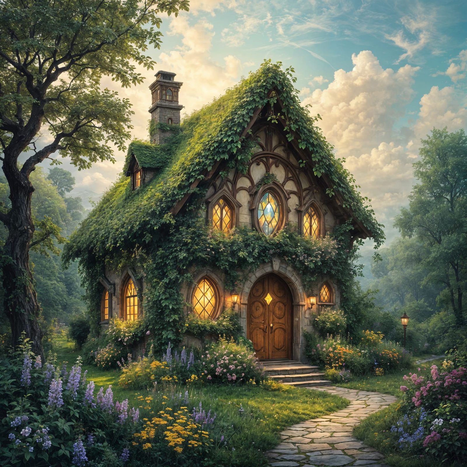 Enchanting Cottage in Whimsical Dreamlike Setting