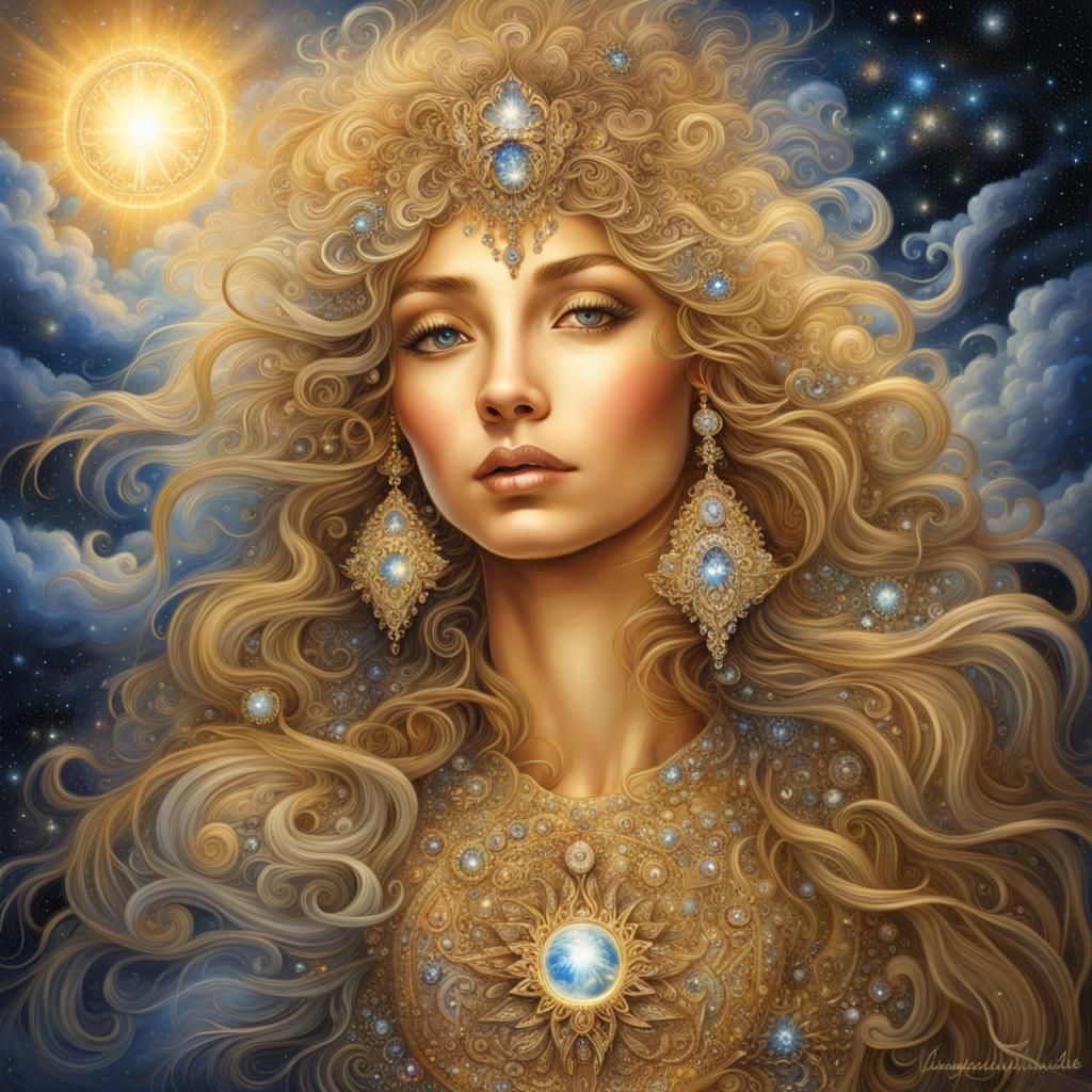 Jeweled Galaxy: A Woman's Face in Gold and Diamond