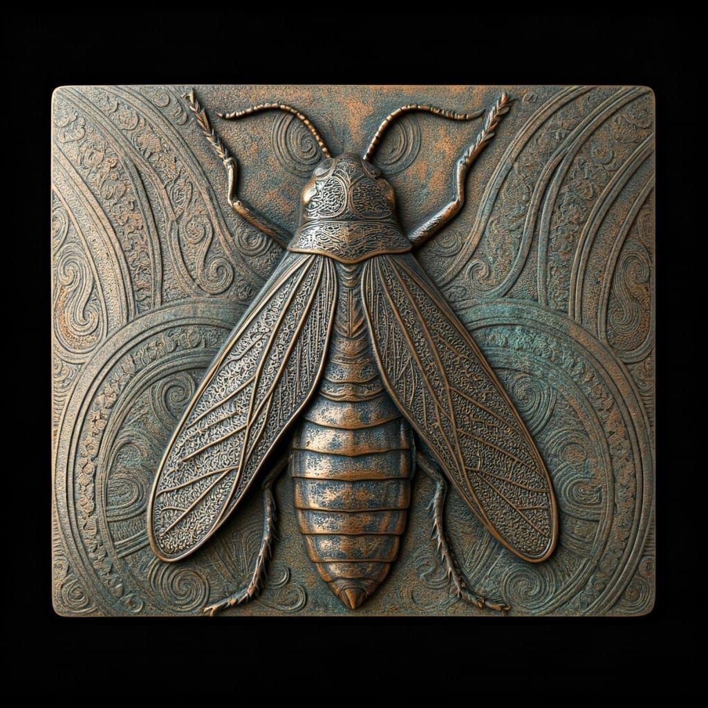 Bronze Locust Sculpture in Maori Style