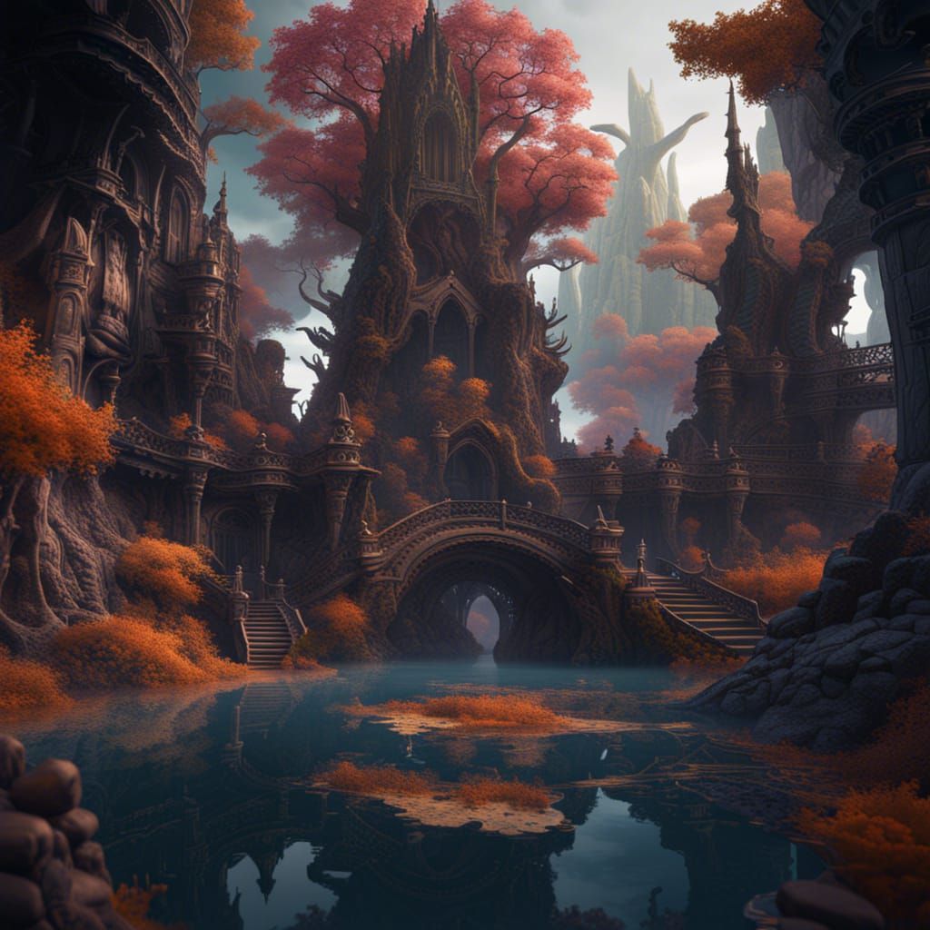Fantastical Fractal Landscapes in Detailed Matte Painting