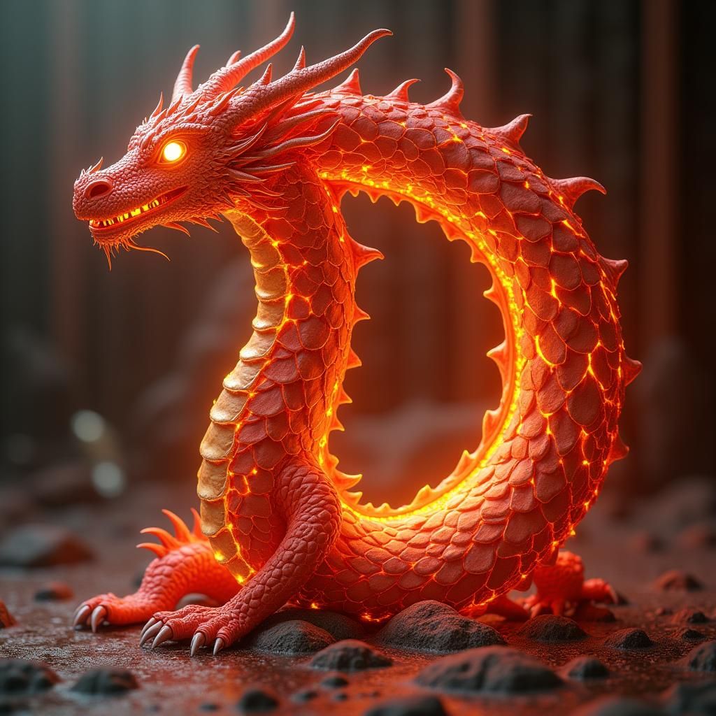 Dragonscale Letter D: A 3D Render in Dark Fantasy