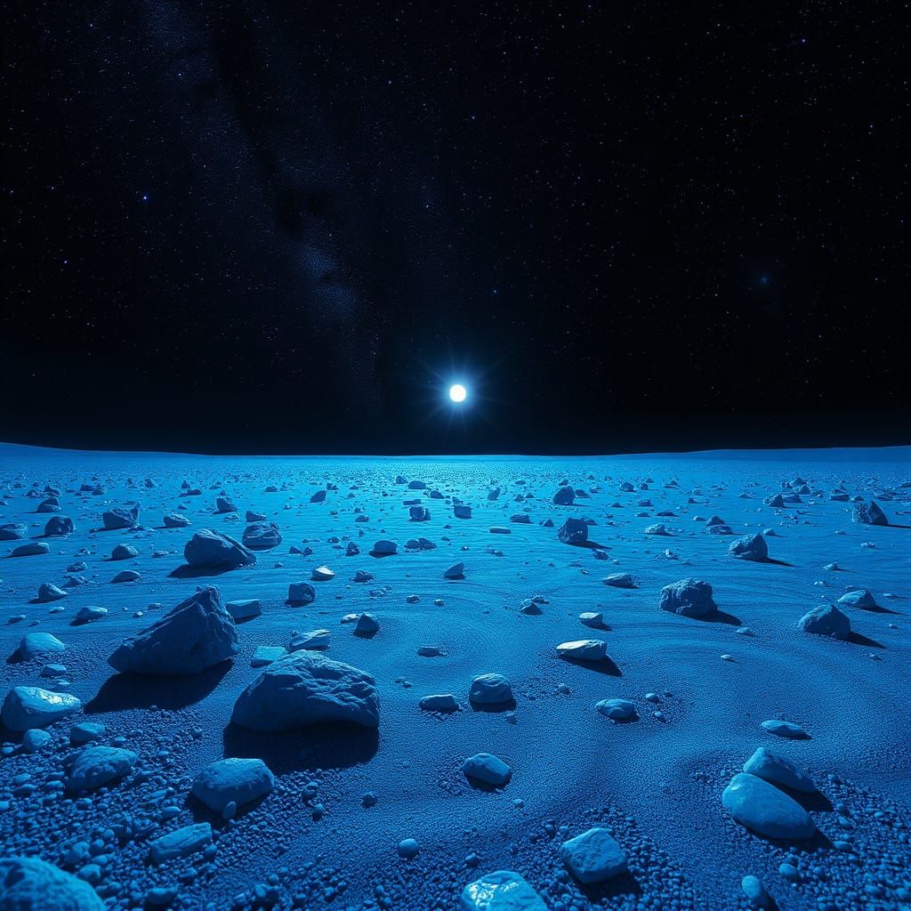 Extraterrestrial Blue Landscape with Ethereal Glow