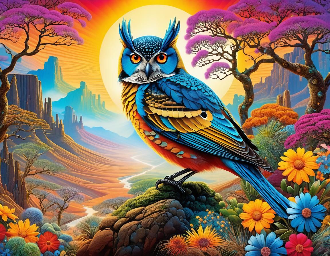 Psychedelic Desert Creature in Double Exposure Art