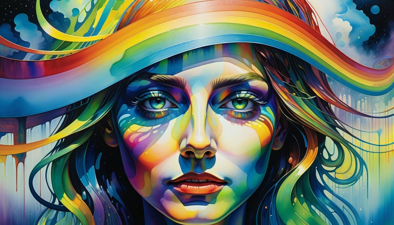 Surreal Portrait in Ethereal Bioluminescent Backyard