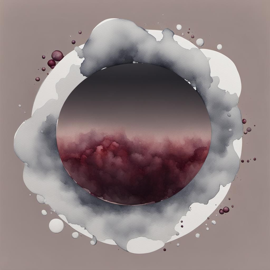 Watercolor Merlot Circle Matte Painting in 8K