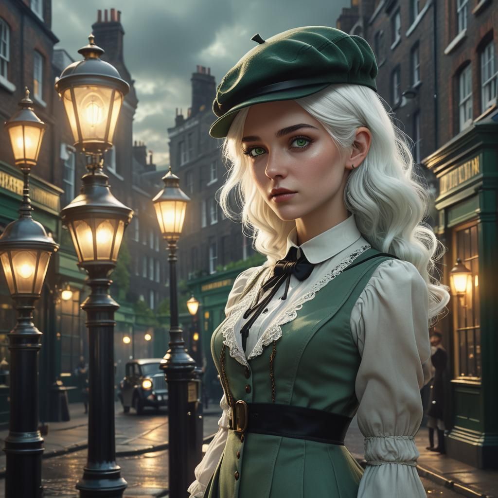 Victorian Newsie with Green Eyes in London