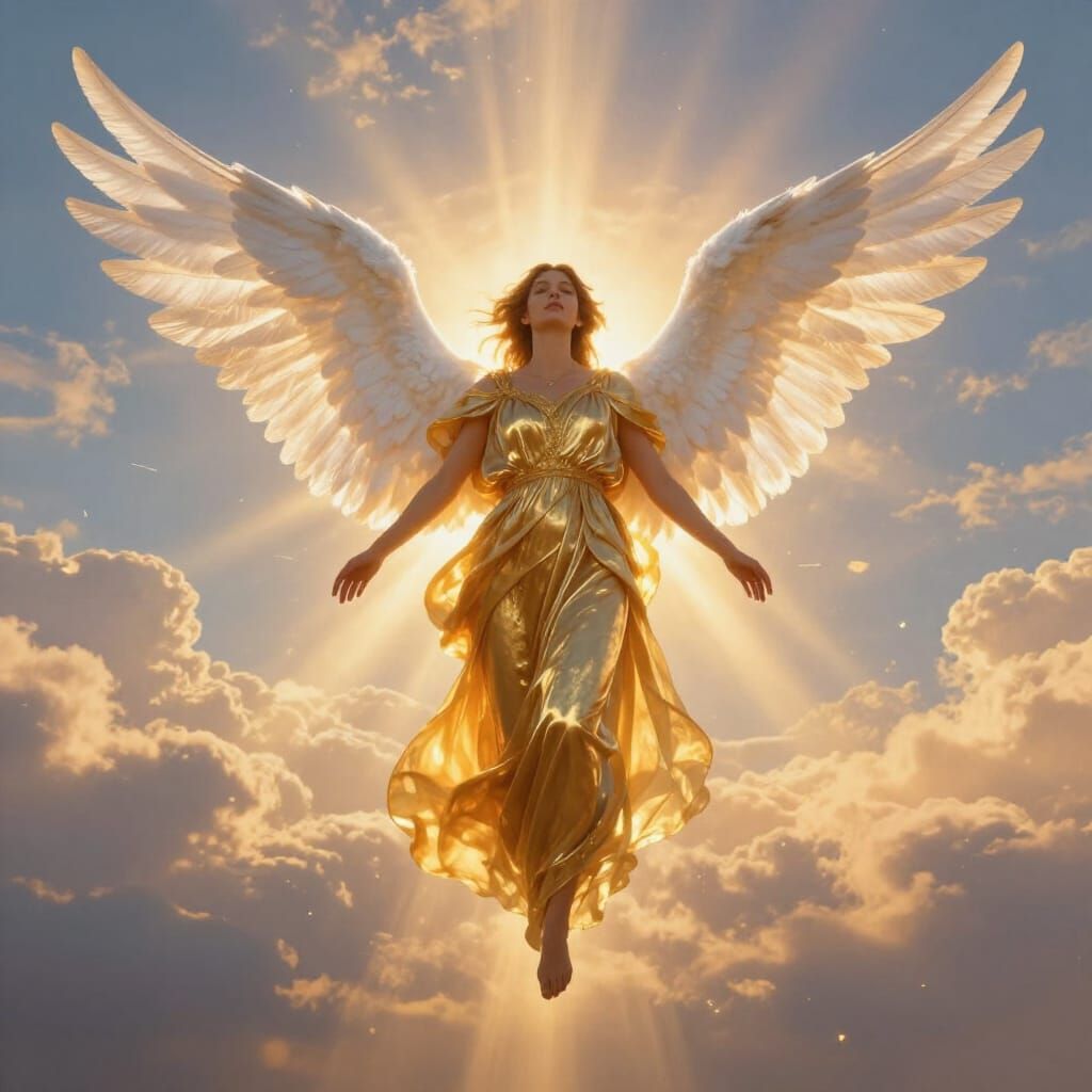 Serene Angel Ascending at Sunrise in Digital Matte Painting ...
