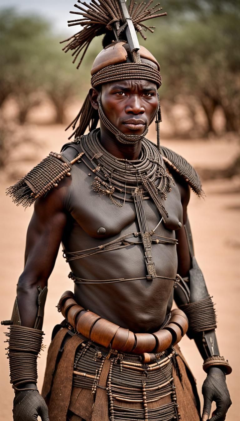 Malinké Warrior in Armor, Graffiti Art Style