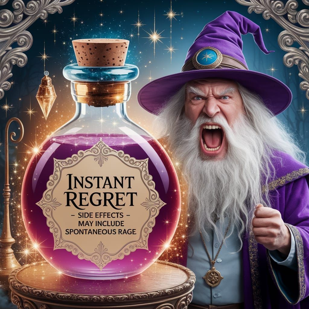 Mystical Potion Bottle with Warning Glowing Effect