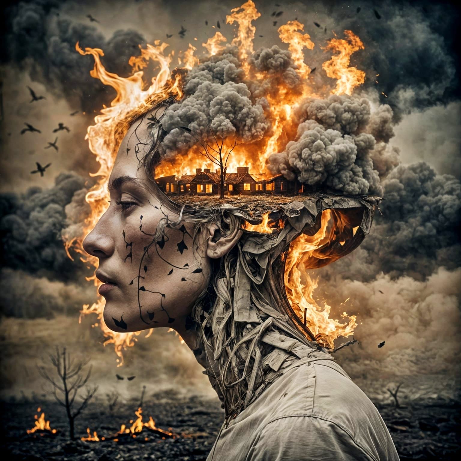 Surreal Burning Memory Landscape