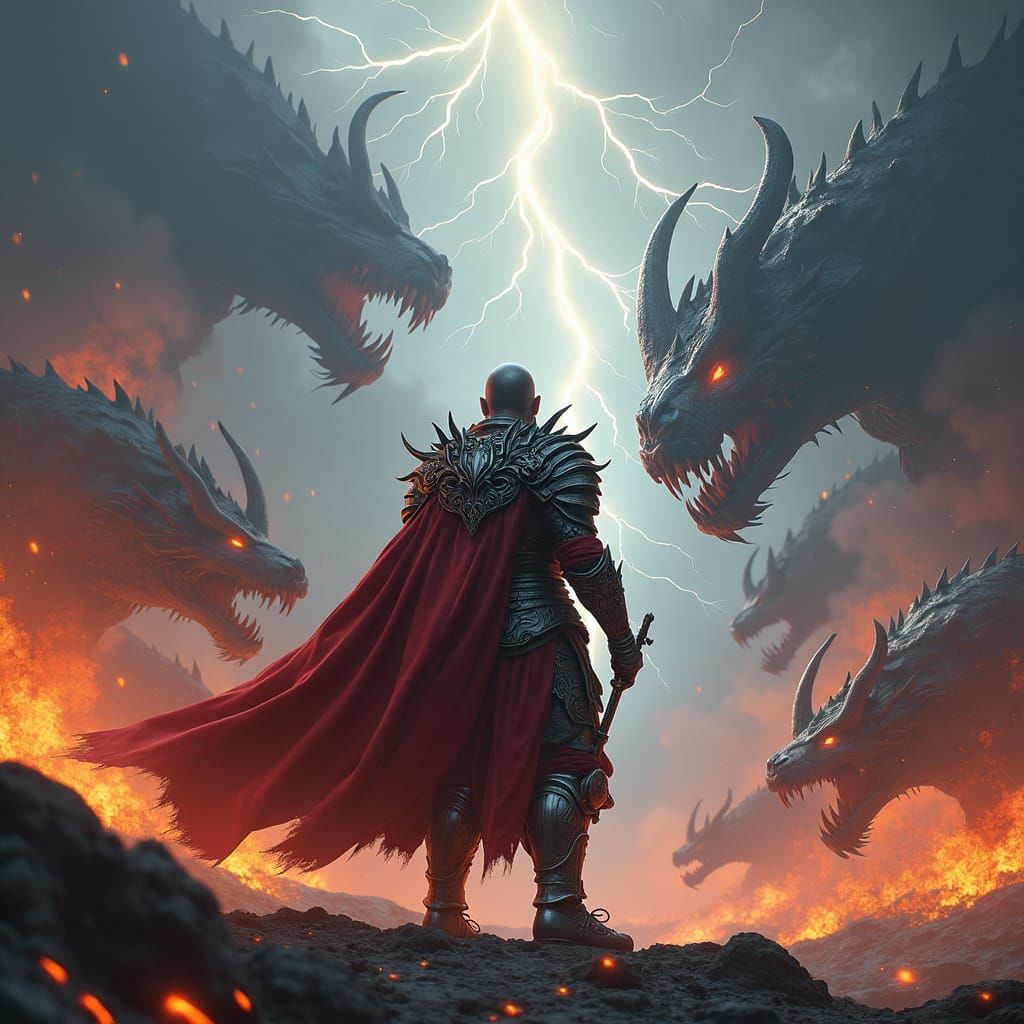 Epic Battle Against Fire and Lightning