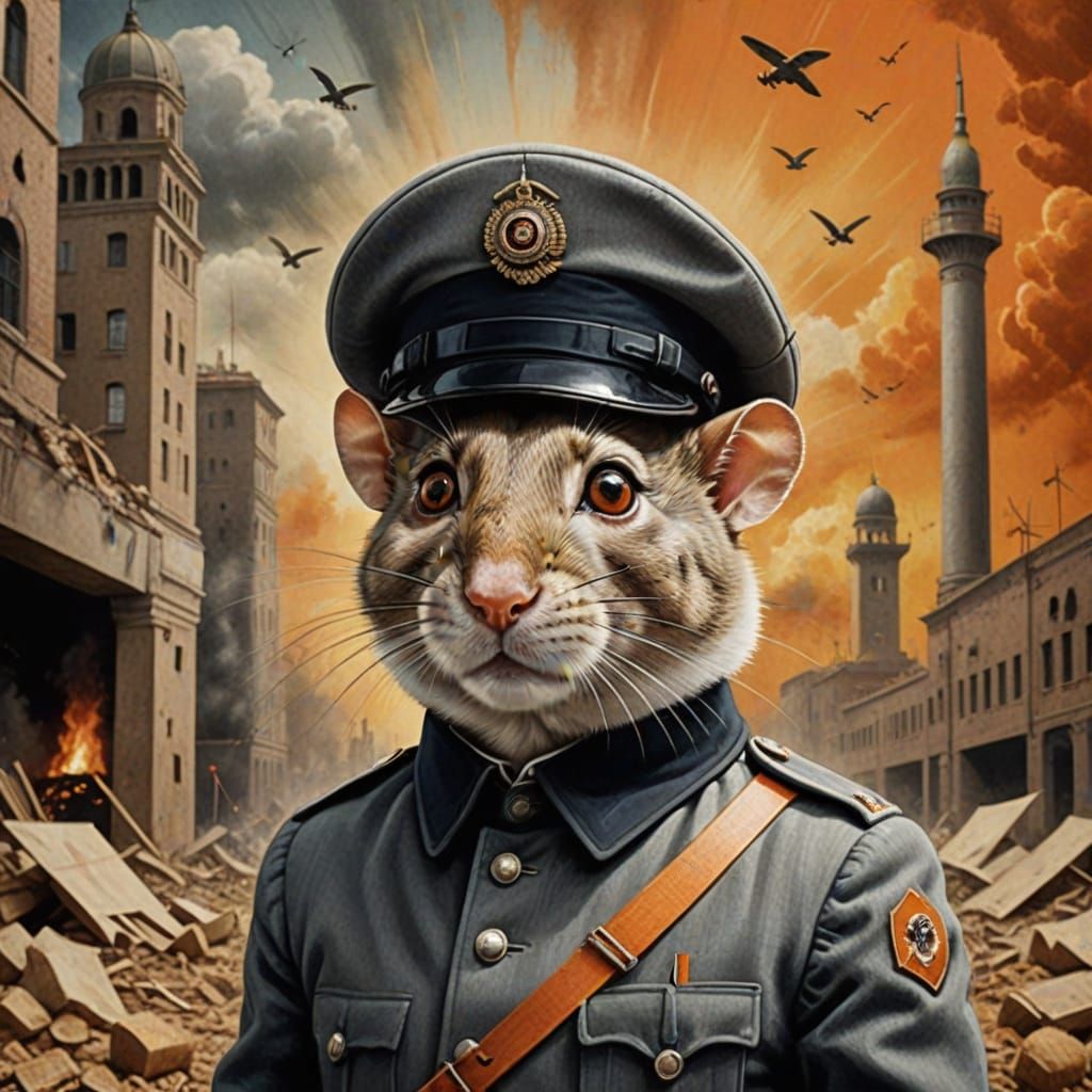 Fascist Rodent in a Futuristic Propaganda Poster