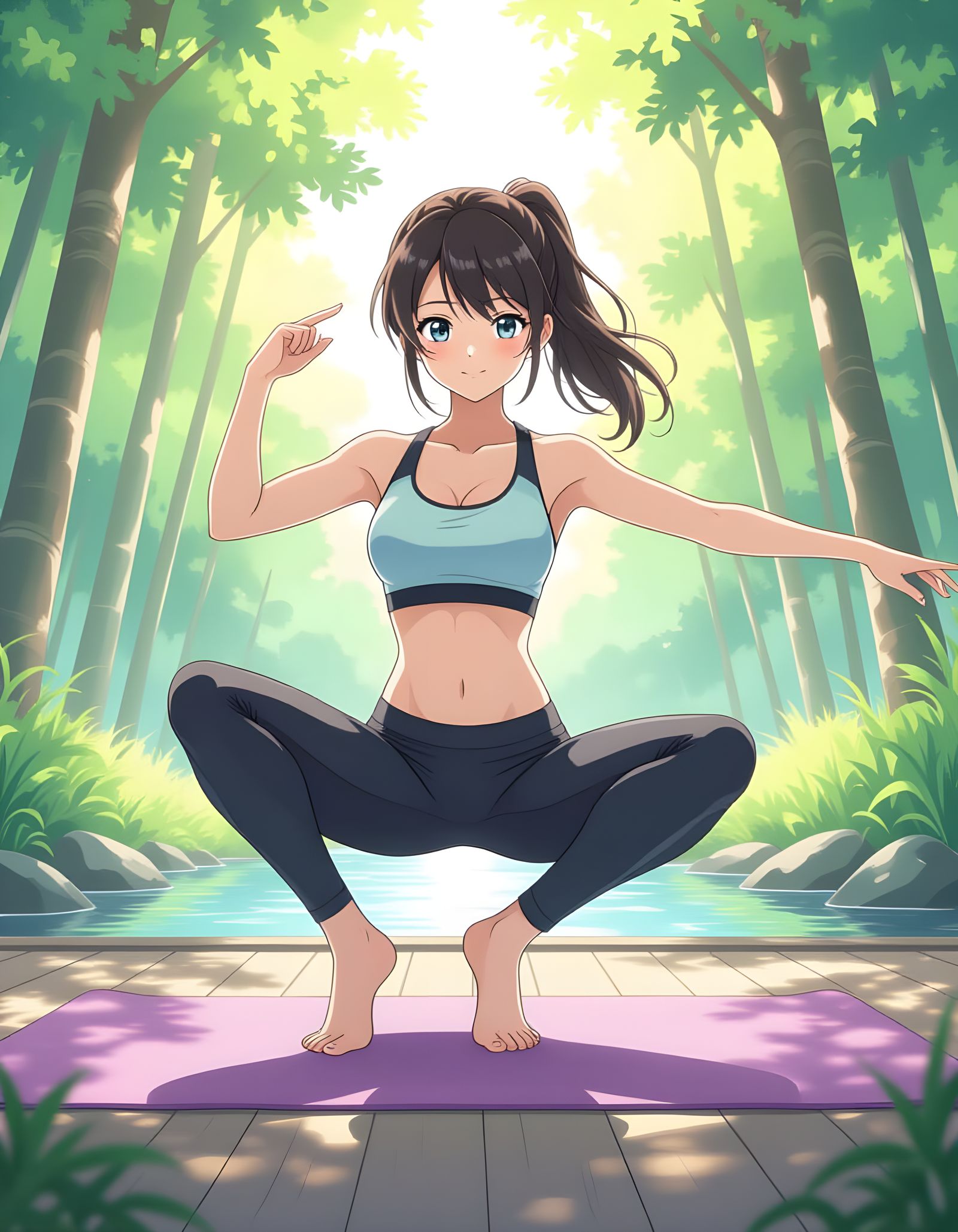 Anime Girl in Yoga Pose