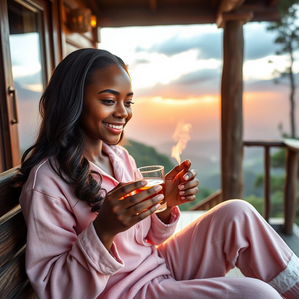 Warm Smile on a Mountain Porch