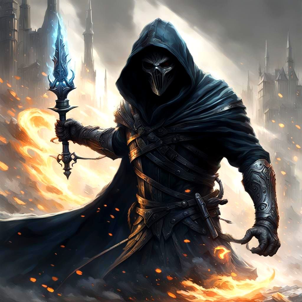 Spectre with Flaming Sword: Dark Fantasy Concept Art