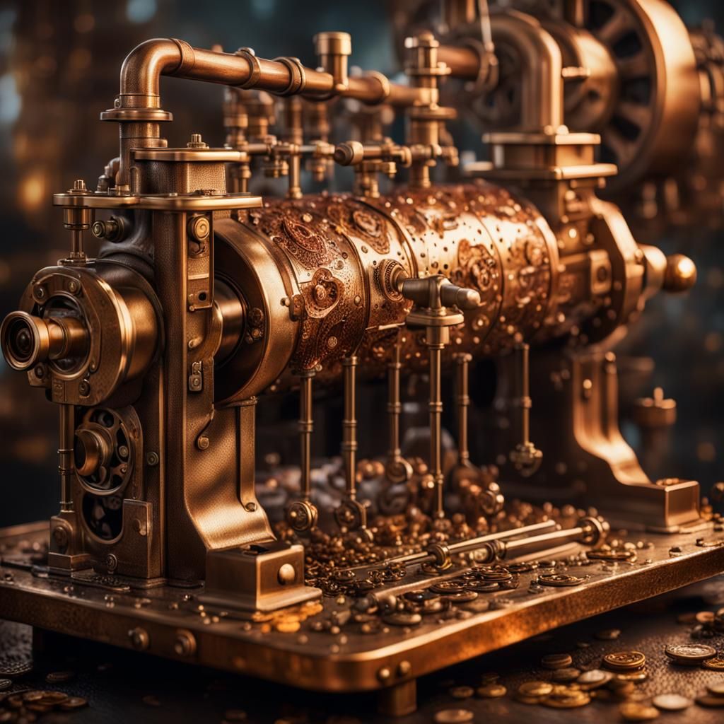Steampunk Meat Grinder: Hyperrealistic Industrial Art