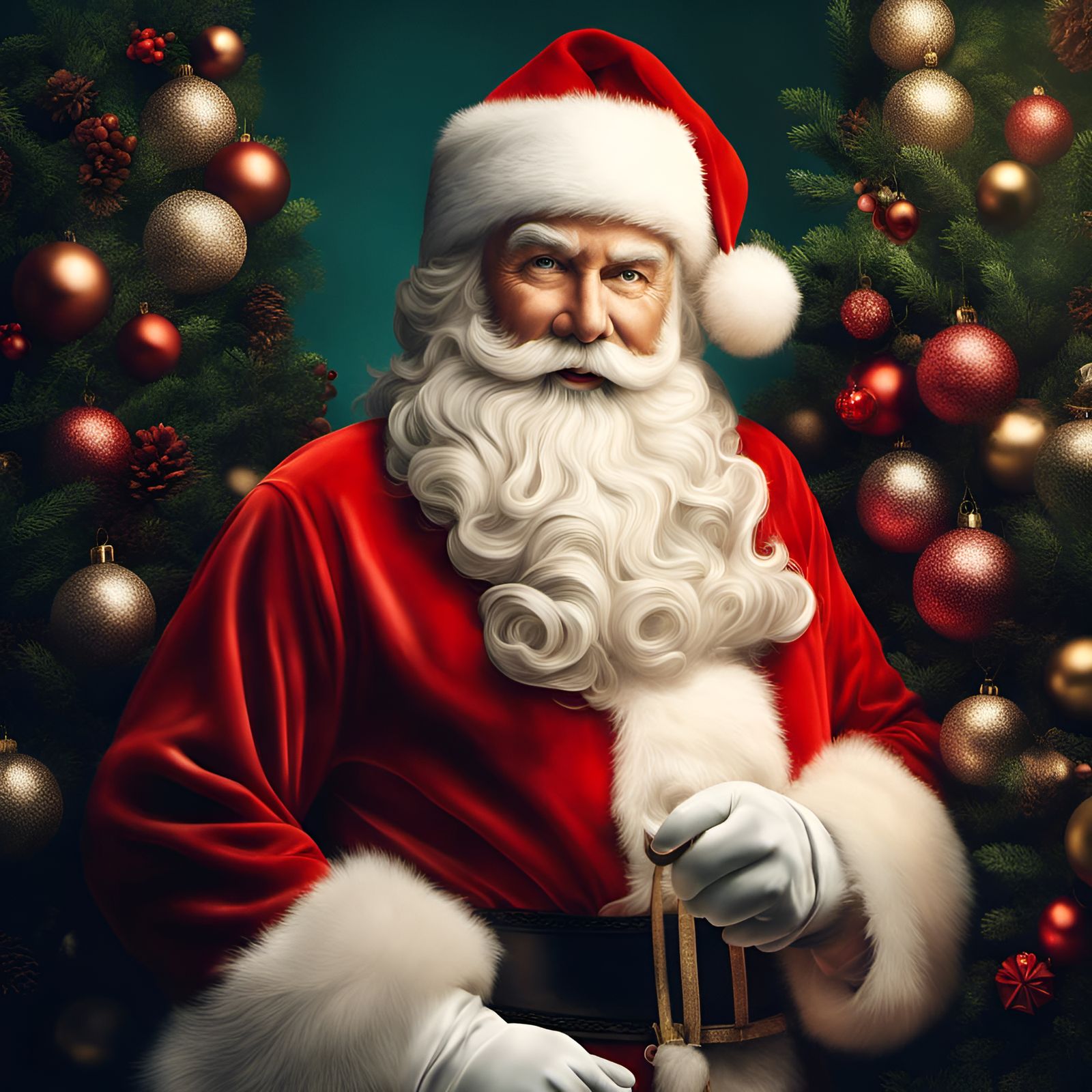 Santa Claus as Botanical Illustration in Airbrush Art