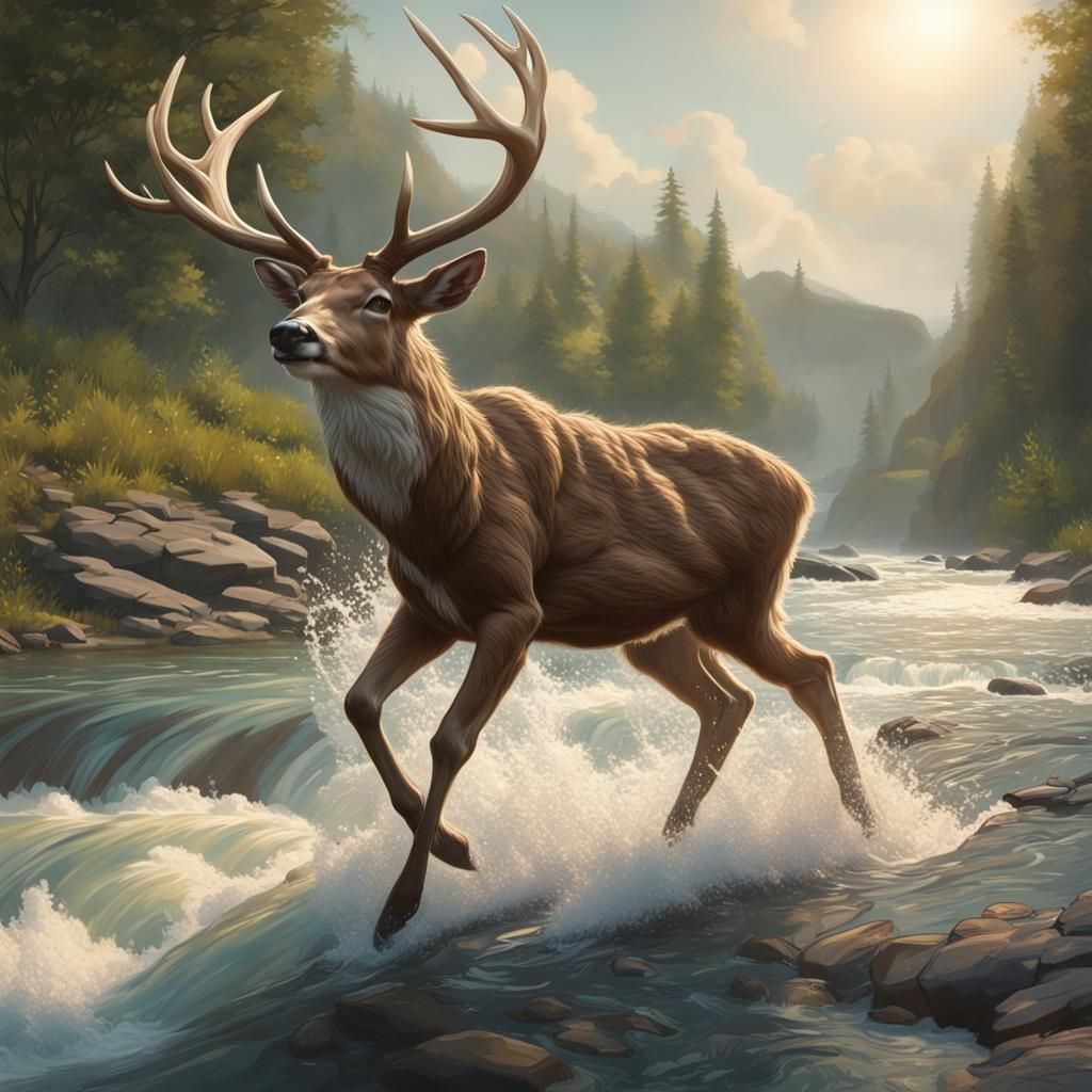 Deer Leaping: Hyperdetailed Portrait in Unreal Engine