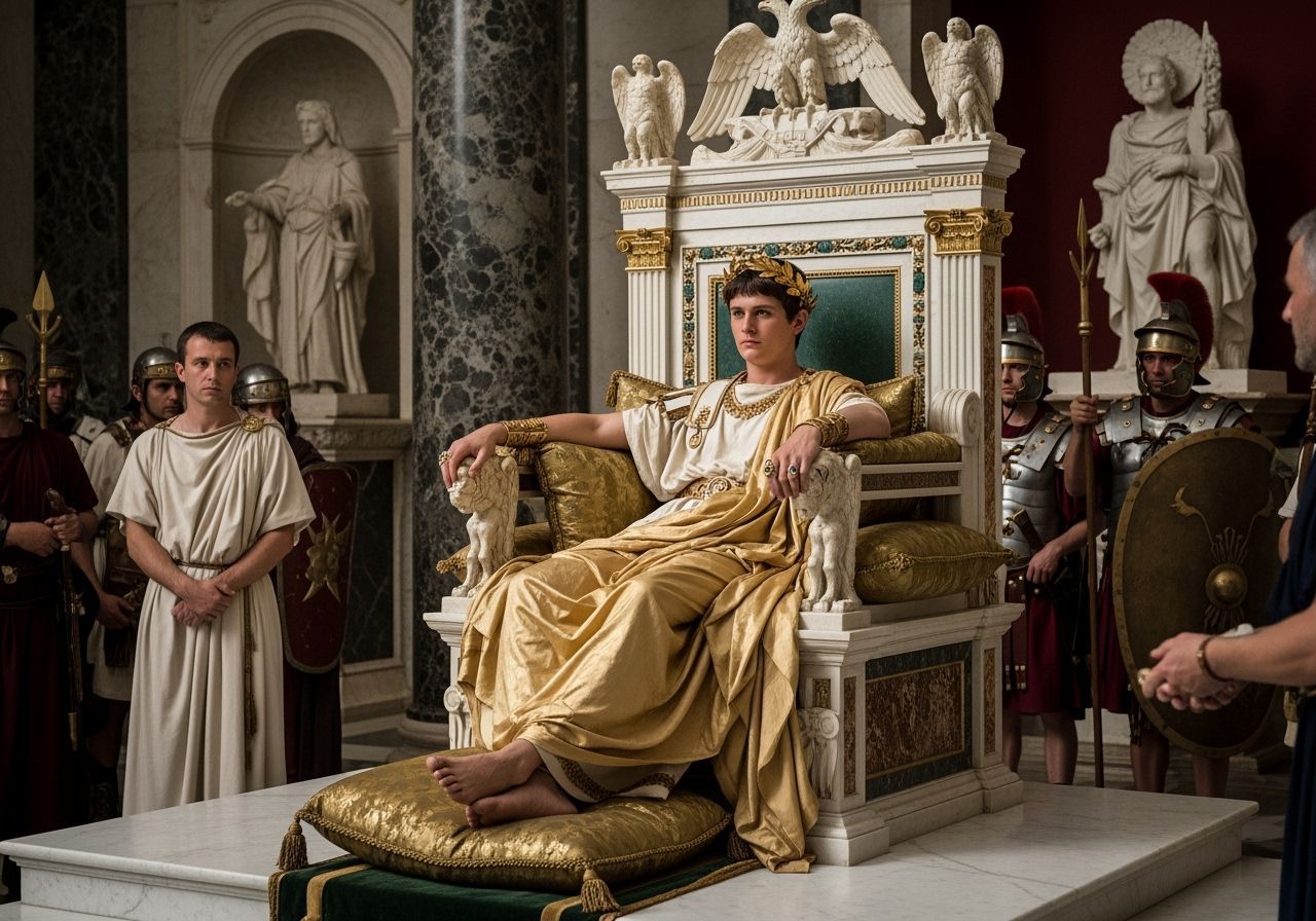 Emperor Caligula on His Throne in Imperial Palace