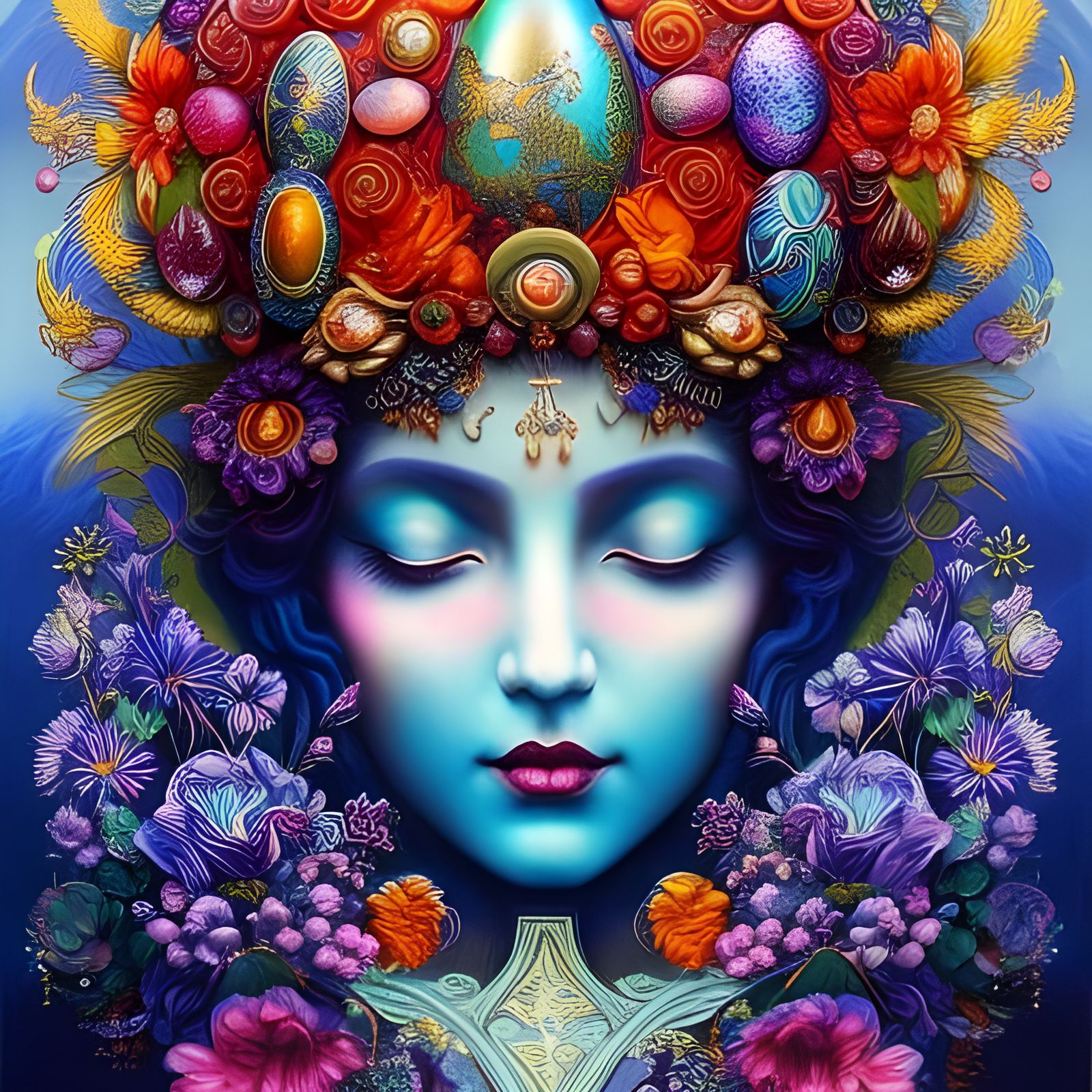 Intricate Easter Egg Art Nouveau Portrait