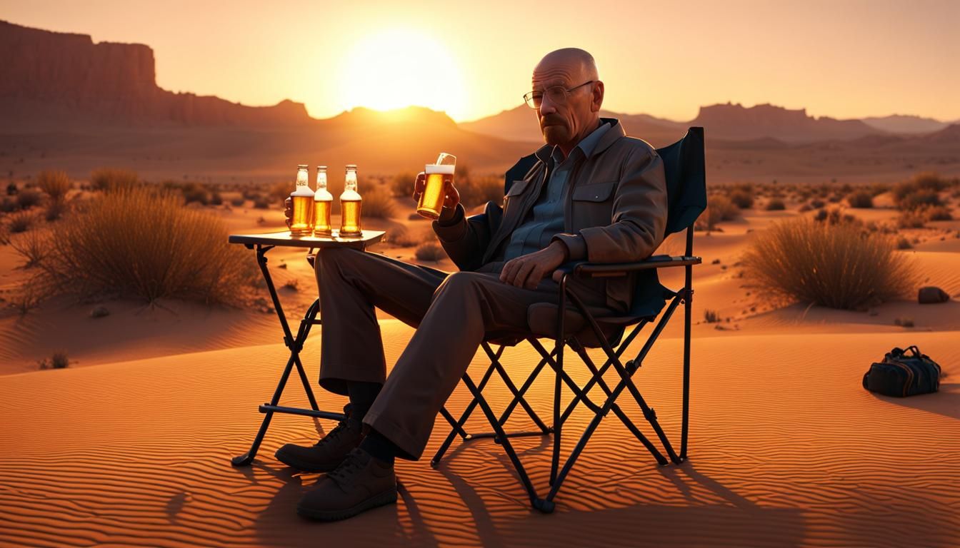 Desert Sunset: Walter White in 3D Game Style