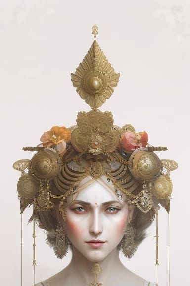 Fearless Soldier: Anika Portrait in Art Nouveau Style