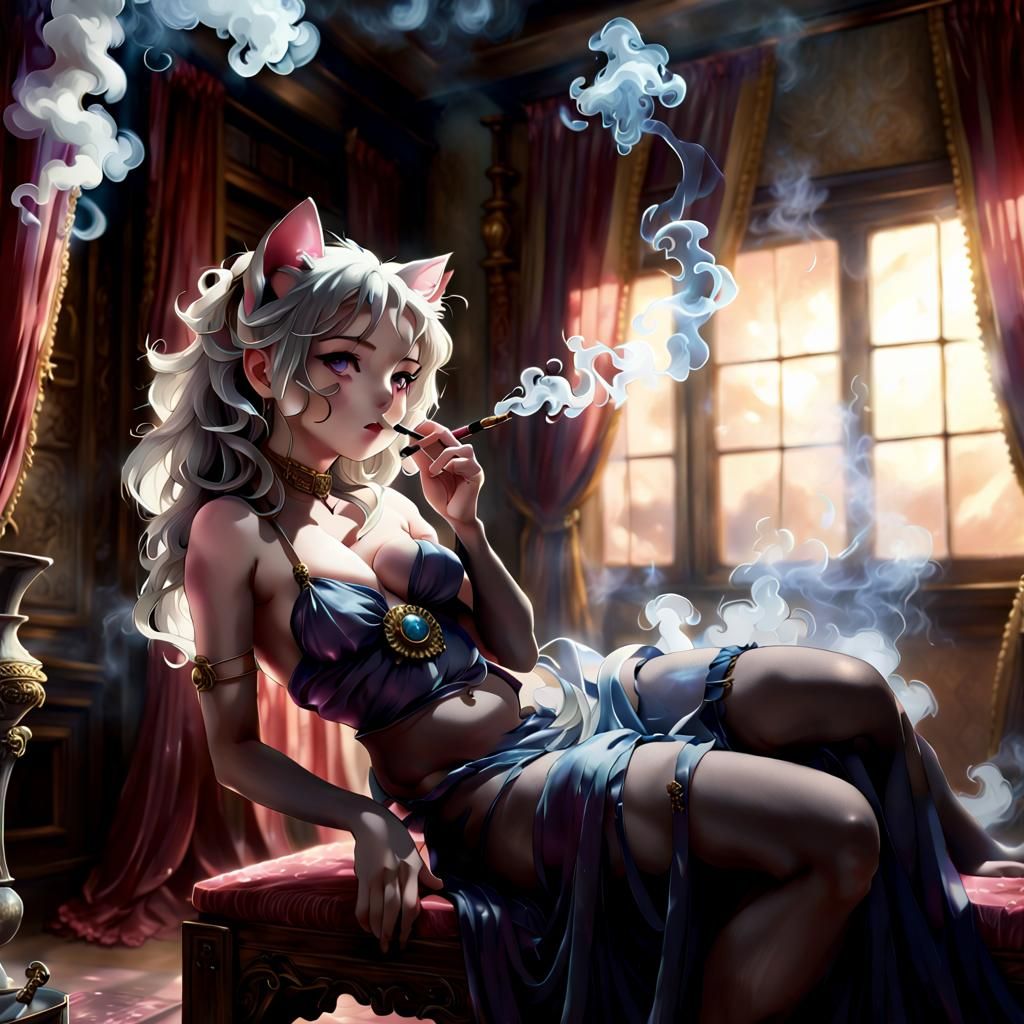 Kitten Courtesan in Moonlit Bordello