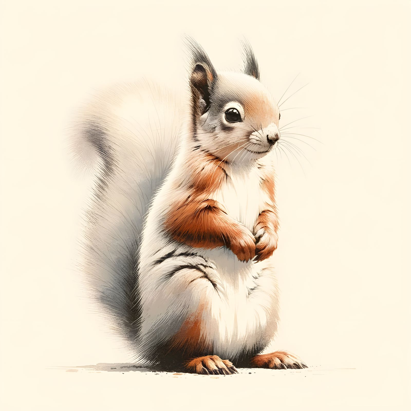 Adorable Red Squirrel in Minimalist Watercolor Style