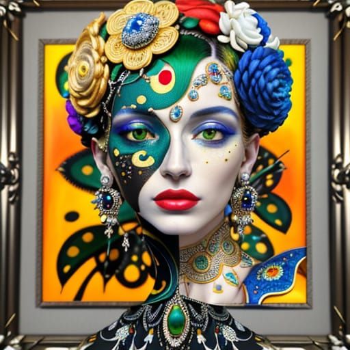 Hyperrealistic Portrait of a Woman in Futuristic Attire