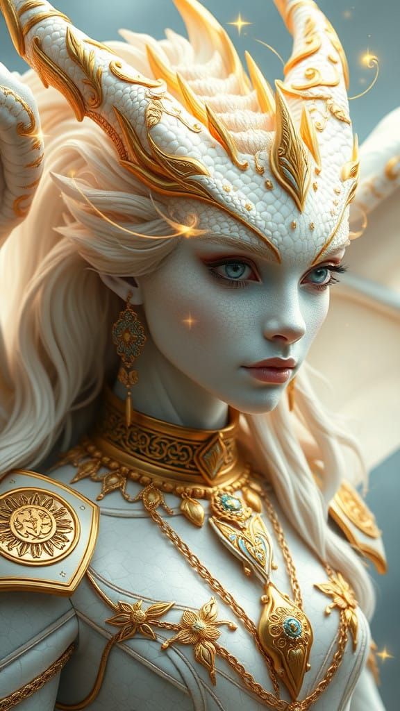 Ethereal Paladin Goddess in Ivory White Starlight Armor