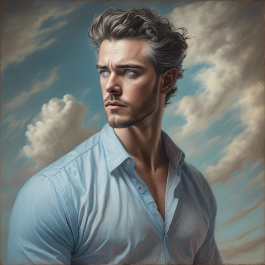 Pastel Portrait of a Man with Blue Eyes