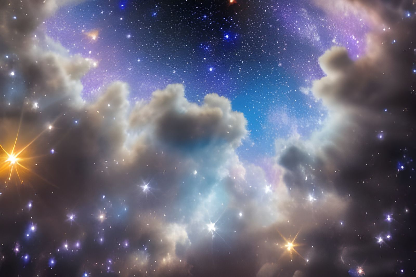 Spectacular Starry Sky with Nebula Galaxy in Dreamlike Style