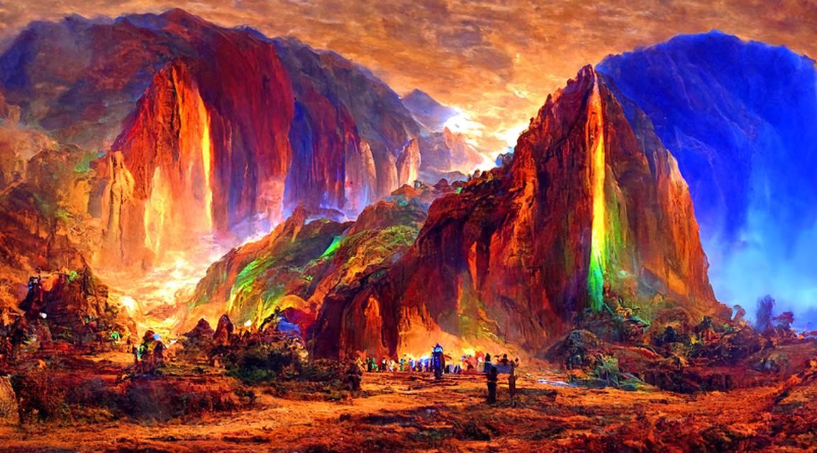 Zhangye Danxia Landscape Painting in Bierstadt Style